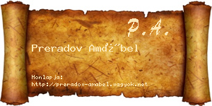 Preradov Amábel névjegykártya